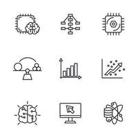 conjunto de ícones de aprendizado de máquina. elementos de vetor de símbolo de pacote de aprendizado de máquina para web infográfico