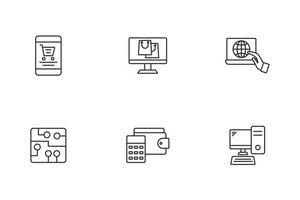 conjunto de ícones de tecnologia de internet banking de pagamento eletrônico. Elementos vetoriais de símbolo de pacote de tecnologia bancária de internet de pagamento eletrônico para web infográfico vetor