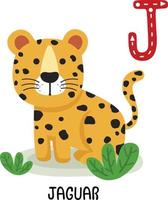 ilustração isolado animal alfabeto letra j-jaguar vetor