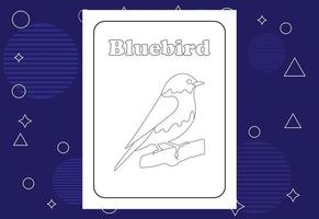 página para colorir de pássaros ou livros para crianças. ilustração vetorial vetor