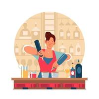 barman feminino no bar vetor