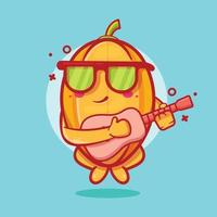 mascote de personagem de carambola legal com desenho de guitarra isolado em design de estilo simples vetor