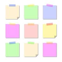 notas adesivas coloridas com fitas vetor