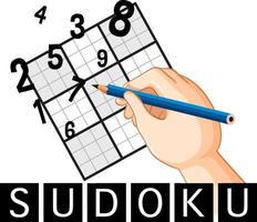 design de logotipo sudoku com lápis vetor