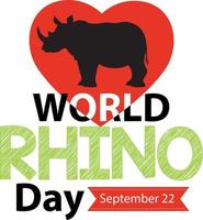 dia mundial do rinoceronte 22 de setembro vetor