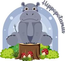hipopótamo fofo em estilo simples de desenho animado vetor