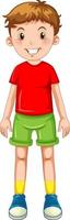 um menino vestindo desenho de camiseta vermelha vetor