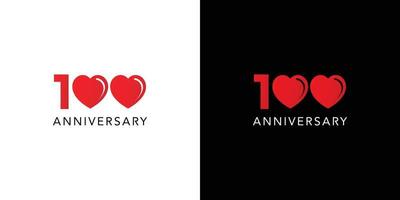 design de logotipo de aniversário de 100 anos de amor moderno e profissional vetor