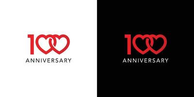 design de logotipo de aniversário de 100 anos de amor moderno e profissional 2