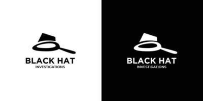 design de logotipo de ilustração de detetive de chapéu preto moderno e exclusivo 3 vetor