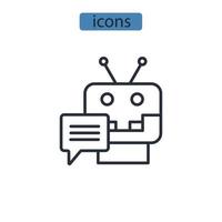 ícones do chatbot simbolizam elementos vetoriais para infográfico web vetor