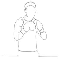 desenho de linha contínua de ilustração vetorial masculina de atleta de boxe vetor