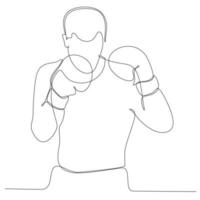 desenho de linha contínua de ilustração vetorial masculina de atleta de boxe vetor