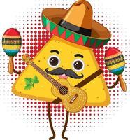 personagem de desenho animado de comida mexicana nachos vetor