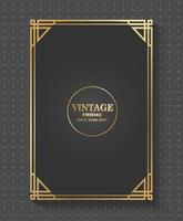fundo preto retangular moldura dourada decoração vintage caligrafia borda moldura luxo design elegante vetor