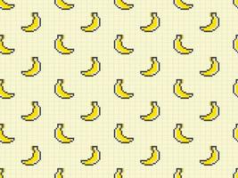 padrão sem emenda de personagem de desenho animado de banana em fundo amarelo. estilo de pixel vetor