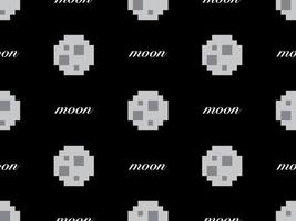 padrão sem emenda de personagem de desenho animado de lua em fundo preto. estilo de pixel vetor