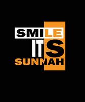 sorria é sunnah citações islâmicas design de camiseta vetor
