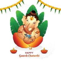 feliz celebração de ganesh chaturthi com oração ao fundo do cartão do senhor ganesha vetor