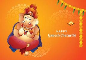feliz celebração de ganesh chaturthi com oração ao fundo do cartão do senhor ganesha vetor