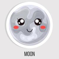 lua bonita dos desenhos animados isolada no fundo branco. sistema solar. ilustração vetorial de estilo dos desenhos animados para qualquer projeto. vetor