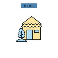ícones de bangalô símbolo elementos vetoriais para web infográfico vetor