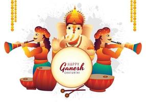 feliz celebração de ganesh chaturthi com oração ao fundo do cartão do senhor ganesha vetor