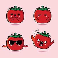 ilustração vetorial de emoji de tomate fofo vetor