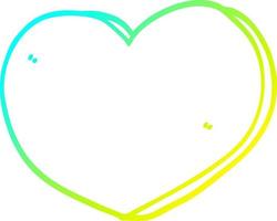 desenho de linha de gradiente frio desenho animado coração de amor vetor
