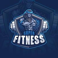 design de logotipo de mascote de fitness de macaco para esport vetor