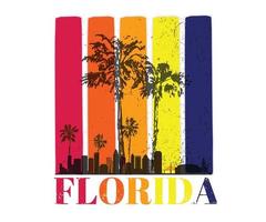 etiqueta vintage da Flórida. logo sudeste. ilustração vetorial para design de prancha de surf com gradiente moderno, palmeiras vetor
