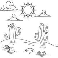 página para colorir com cactos florescendo no deserto do arizona. livro de  colorir anti-stress para crianças e adultos. estilo zen-emaranhado. desenho  preto e branco. mão desenhada ilustração vetorial linear. 11689859 Vetor no