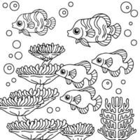 desenho vetorial para colorir peixe submarino para criança vetor