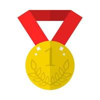 ícone de medalha de ouro de vetor isolado no fundo branco. prêmio de ouro plano do vencedor. primeiro lugar, número um. Ilustração vetorial para seu design.