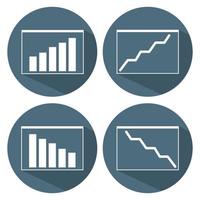 ícones de gráfico crescente e descendente. conceito de negócios. cronograma. estilo plano. ilustração vetorial para design, web, infográfico. vetor