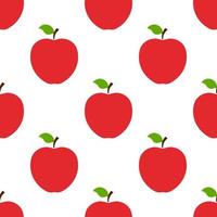 padrão sem emenda com maçãs inteiras vermelhas sobre fundo branco. fruta orgânica. estilo plano. ilustração vetorial para design, web, papel de embrulho, tecido, papel de parede. vetor