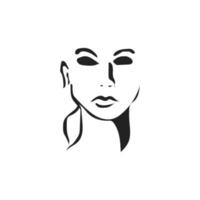 logotipo de rosto feminino e ícone para símbolo de beleza, silhueta de rosto feminino. vetor