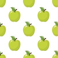 padrão sem emenda com maçãs verdes sobre fundo branco. fruta orgânica. estilo de desenho animado. ilustração vetorial para design, web, papel de embrulho, tecido, papel de parede vetor