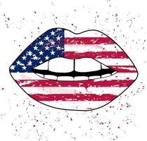 bandeira americana lábios grunge dia da independência vetor