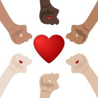 igualdade racial e de gênero no mundo. unidade, aliança, equipe, conceito de parceiro. de mãos dadas mostrando unidade. ícone de relacionamento. ilustração vetorial para seu design, site vetor
