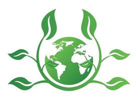 ícone do conceito de ecologia com terra e folhas. reciclar logotipo. ilustração vetorial para qualquer projeto.