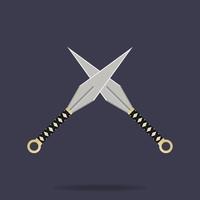 ícone de facas de arremesso de kunai cruzado. arma ninja. equipamento de samurai. estilo de desenho animado. ilustração vetorial limpa e moderna para design, web. vetor