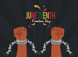 mãos de escravos com letras de juneteenth vetor