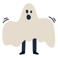 silhueta fantasma de halloween, fundo branco, ilustração vetorial, estilo doodle, ilustrações de linha, manchas de cor vetor