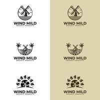 design de logotipo do moinho de vento. logotipo ou símbolo do produto agrícola. agricultura, agricultura, conceito de comida natural