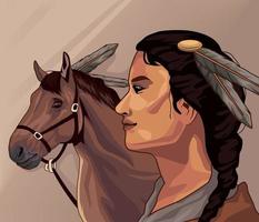 fêmea nativa com cavalo vetor