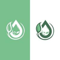 modelo de vetor de design de logotipo de folha de gota de água eco. respingo de gota de água verde eco
