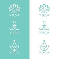 conjunto de ícones e símbolos para centro de spa ou estúdio de ioga. símbolo de meditação. sinal de equilíbrio de harmonia zen. ilustração vetorial.