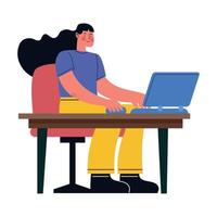 mulher usando laptop vetor