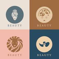 logotipo de moda de mulher de beleza. logotipo abstrato vetorial definido para salão de beleza, massagem, revista, cosméticos e spa. vetor